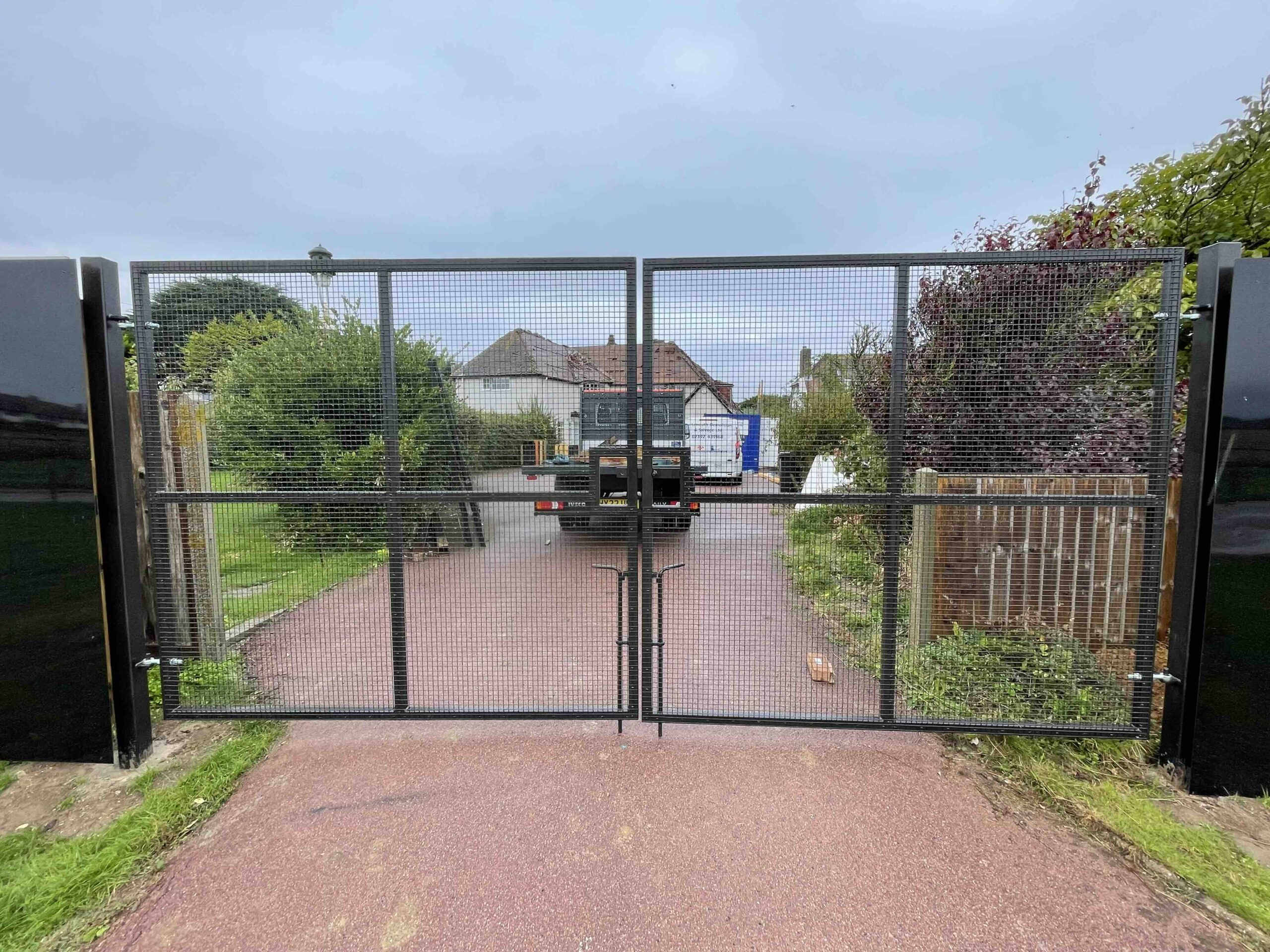 Timber Clad Site Gates Closed